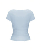 Vaiaye Women's Spring-Summer Sexy Fitted Knit Top, Solid Color Square Neck Casual T-Shirt, Suitable For Valentine's Day