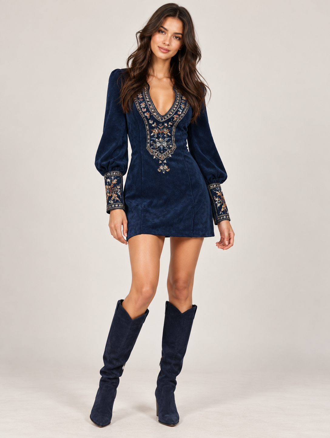 Cosima | Embroidered Puff-Sleeve Mini Dress