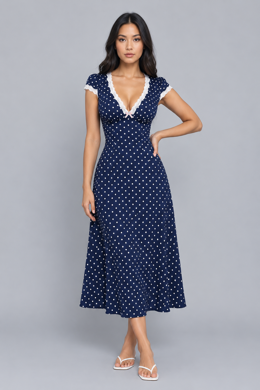 Rosa | Polka Dot Flared Maxi Dress