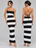 Natalia | Striped Halter Maxi Dress