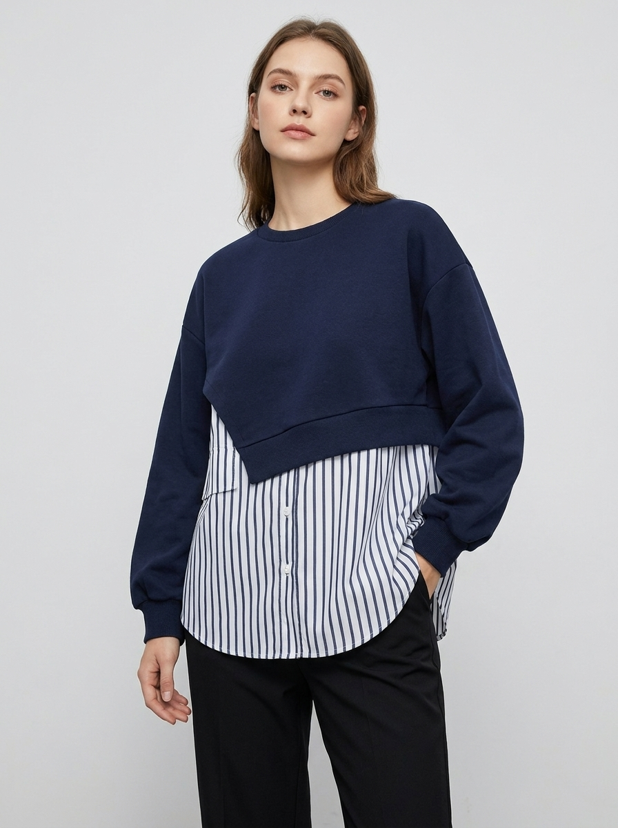 Gia | Patchwork Crew Sweatshirt