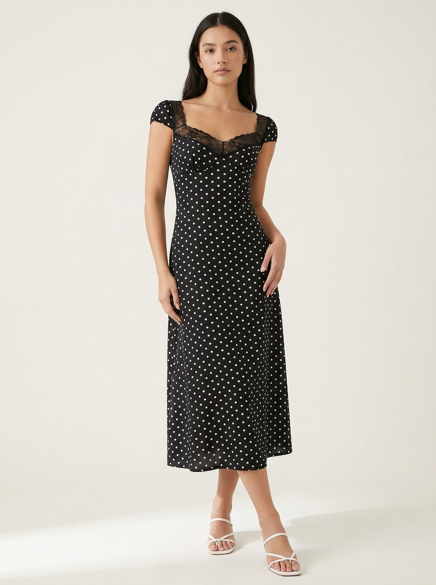 Lucinda | Polka Dot Midi Dress