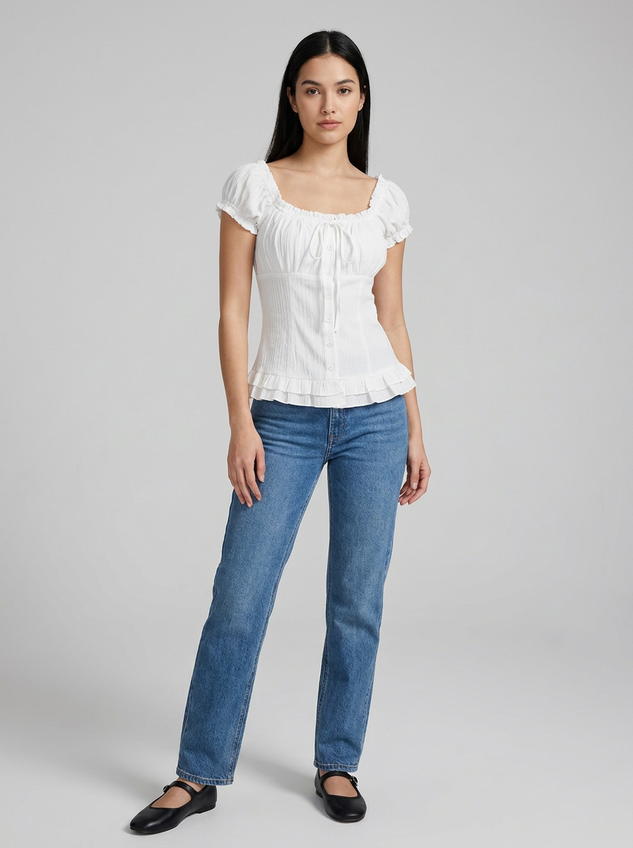 Hana | Ruffle Tie-Waist Blouse