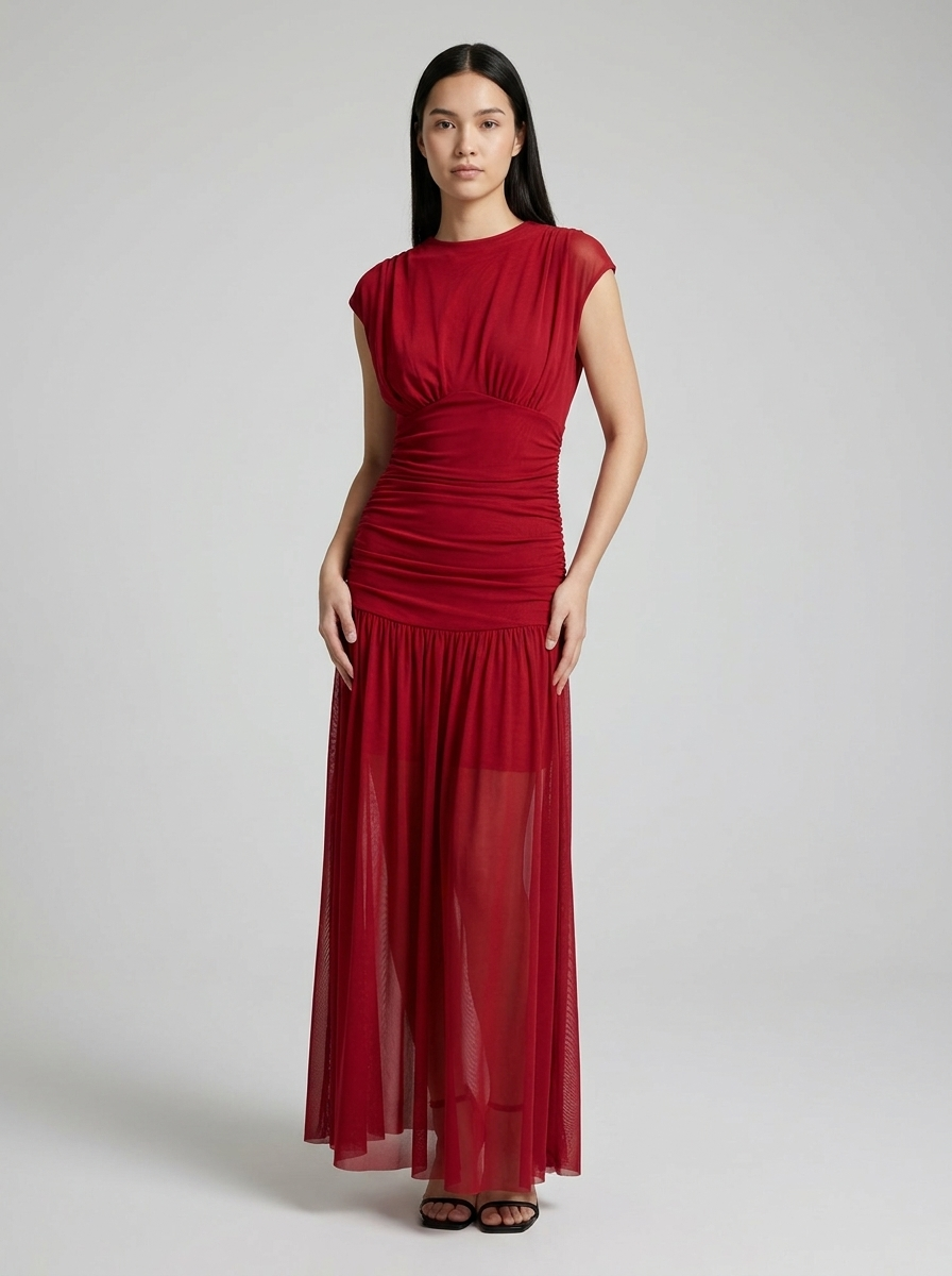 Imelda | Red Cutout Pleated Dress