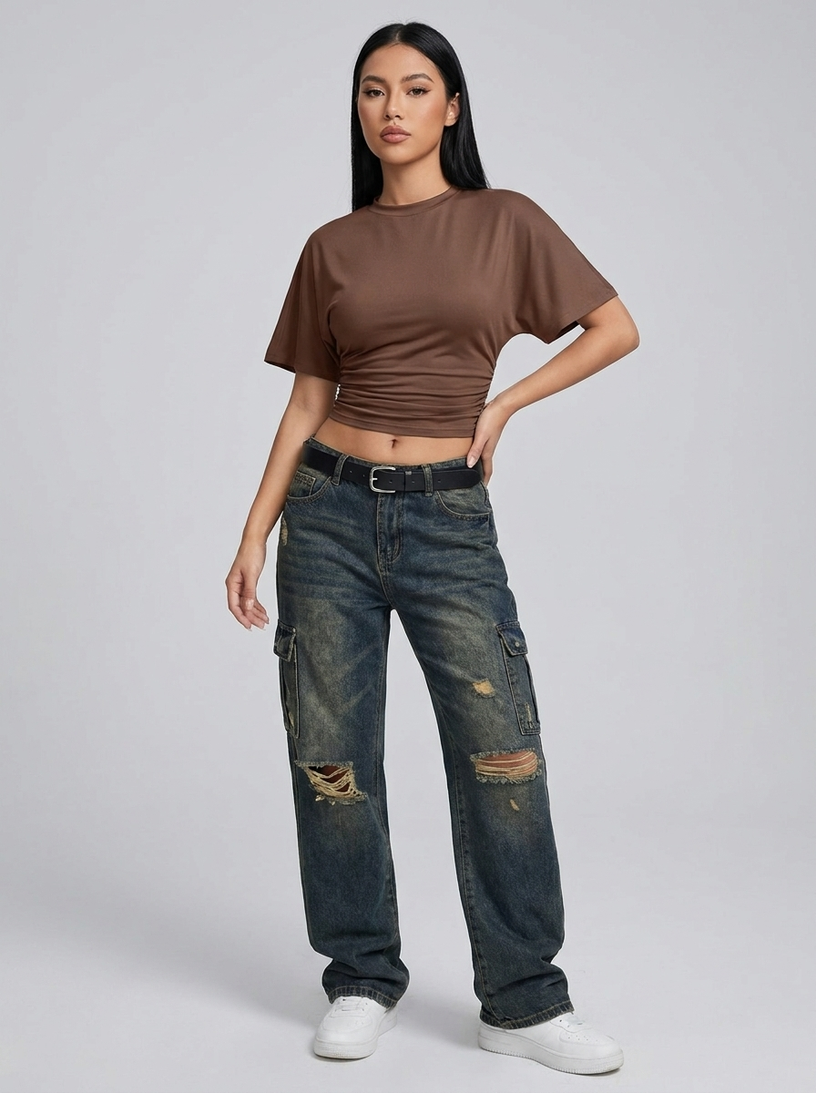 Lacey | Ruched Crop Tee