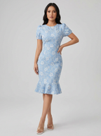 Eleanor | Puff-Sleeve Midi Dress